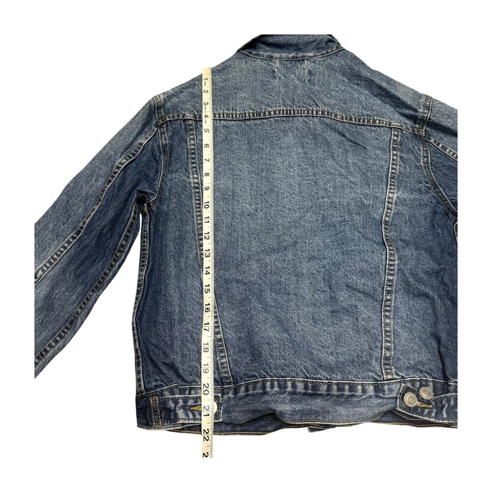 Unveil Sherpa Collar Denim Trucker Jacket Medium Blue Wash Fleece Lined - Picture 7 of 8